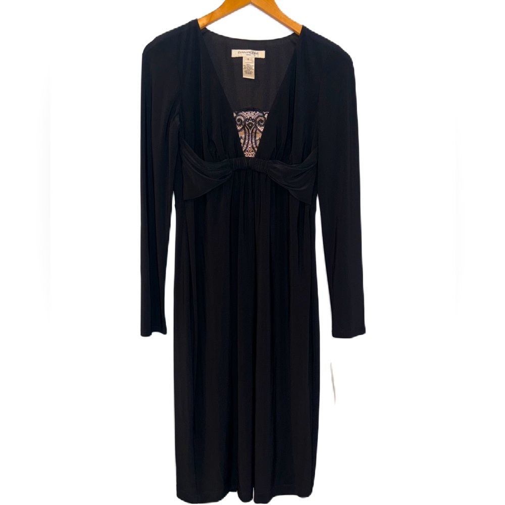 Evan-Picone Long Sleeve Black Midi Dress Size 6